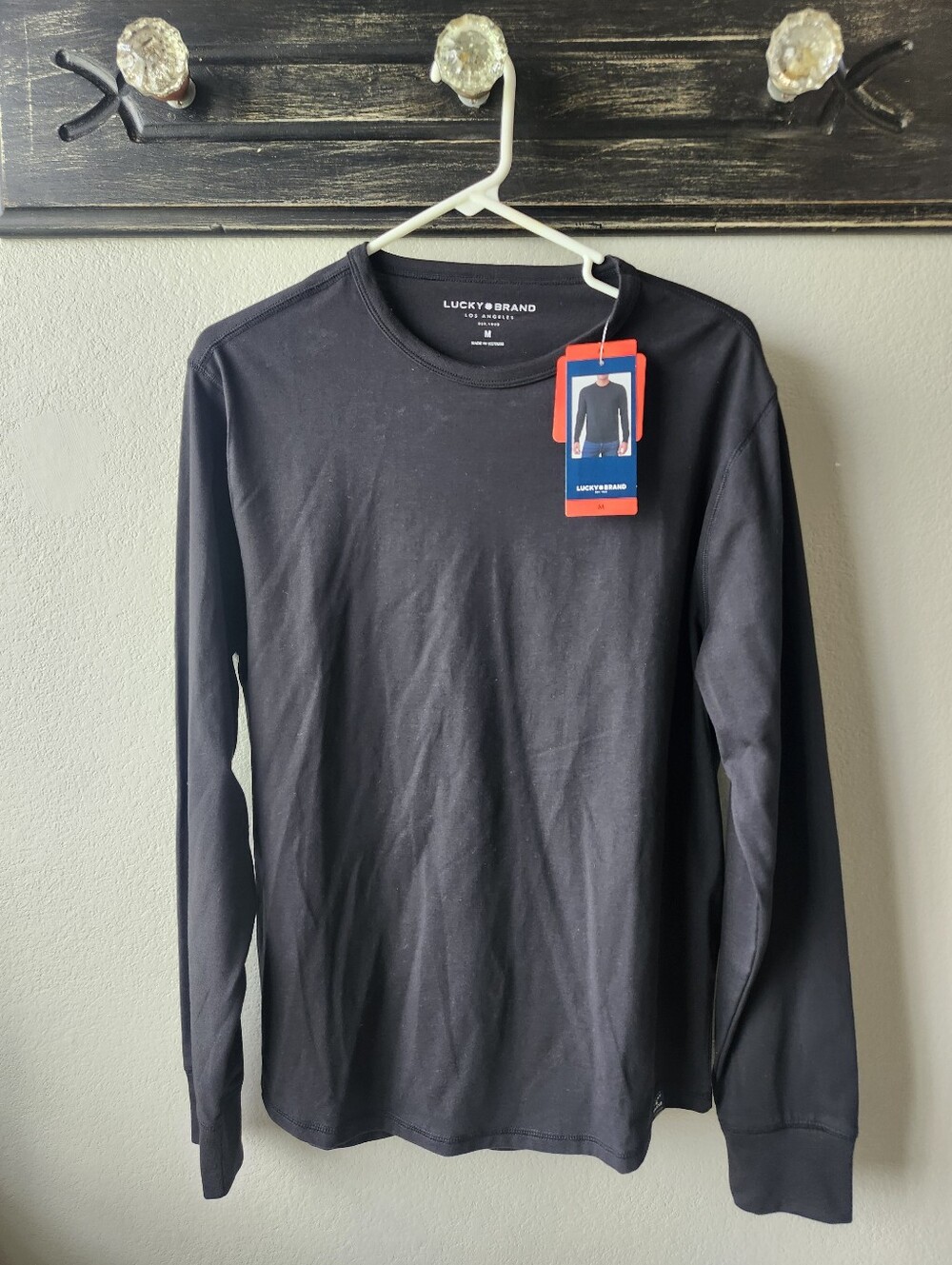 Lucky Brand Men’s Long-Sleeve Crewneck Shirt — Black